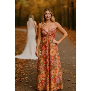 Baltic Born NWT Women S Rosalee Multicolor Maxi Dress Floral Babydoll Tropical